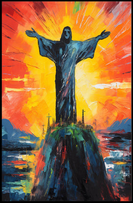 Vibrant Abstract Christ Statue Art: Abstract or Artistic Poster