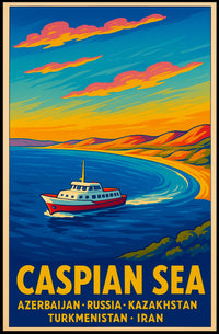 Caspian Sea Travel Poster