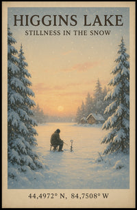 Higgins Lake Winter Scene Serene Tranquility Ice Fishing Poster