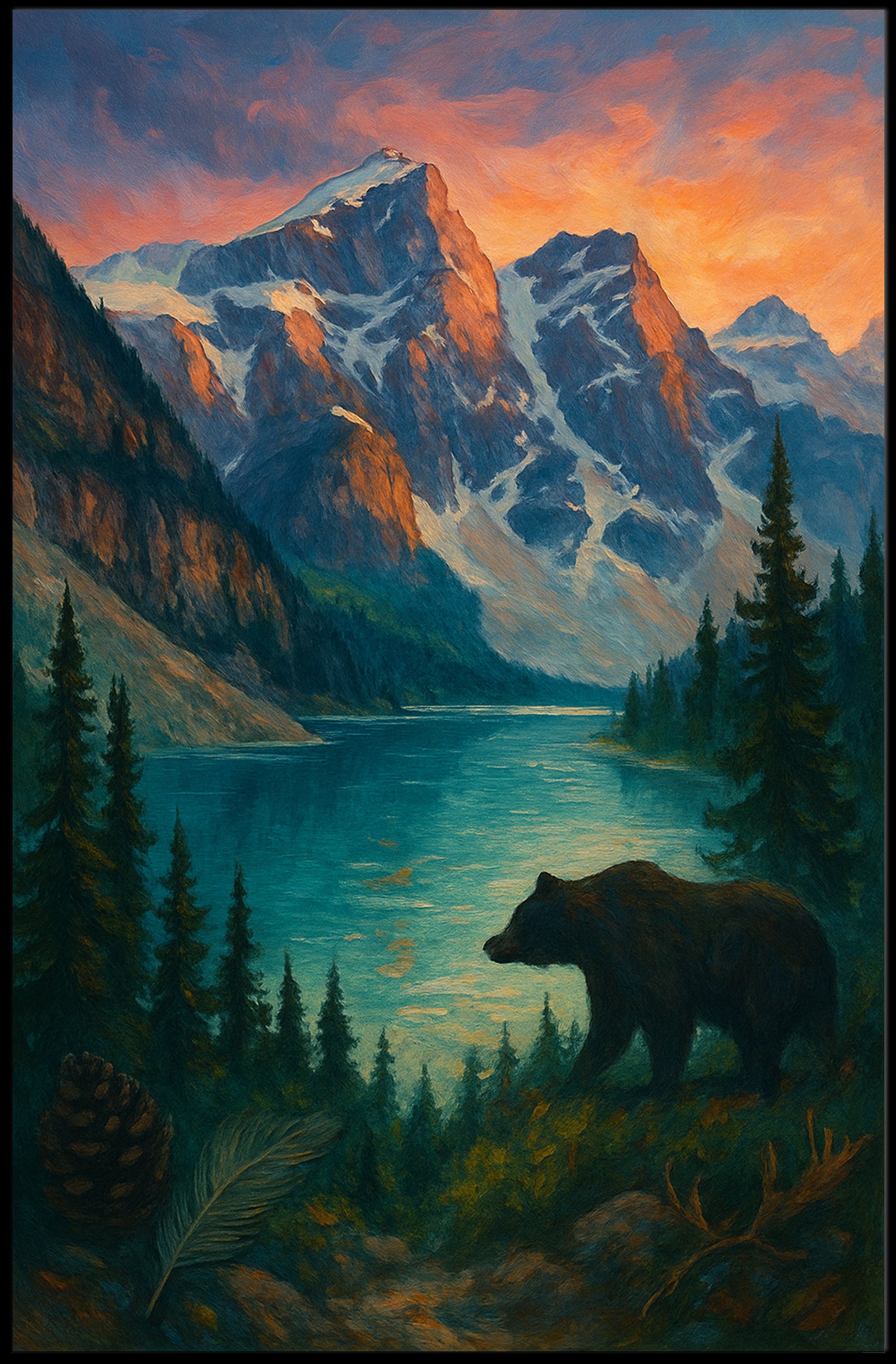 Mountain Wilderness At Sunset Poster