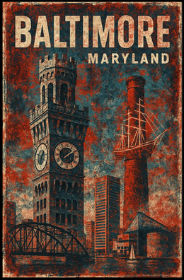 Baltimore Skyline Cityscape Art Collectors Poster