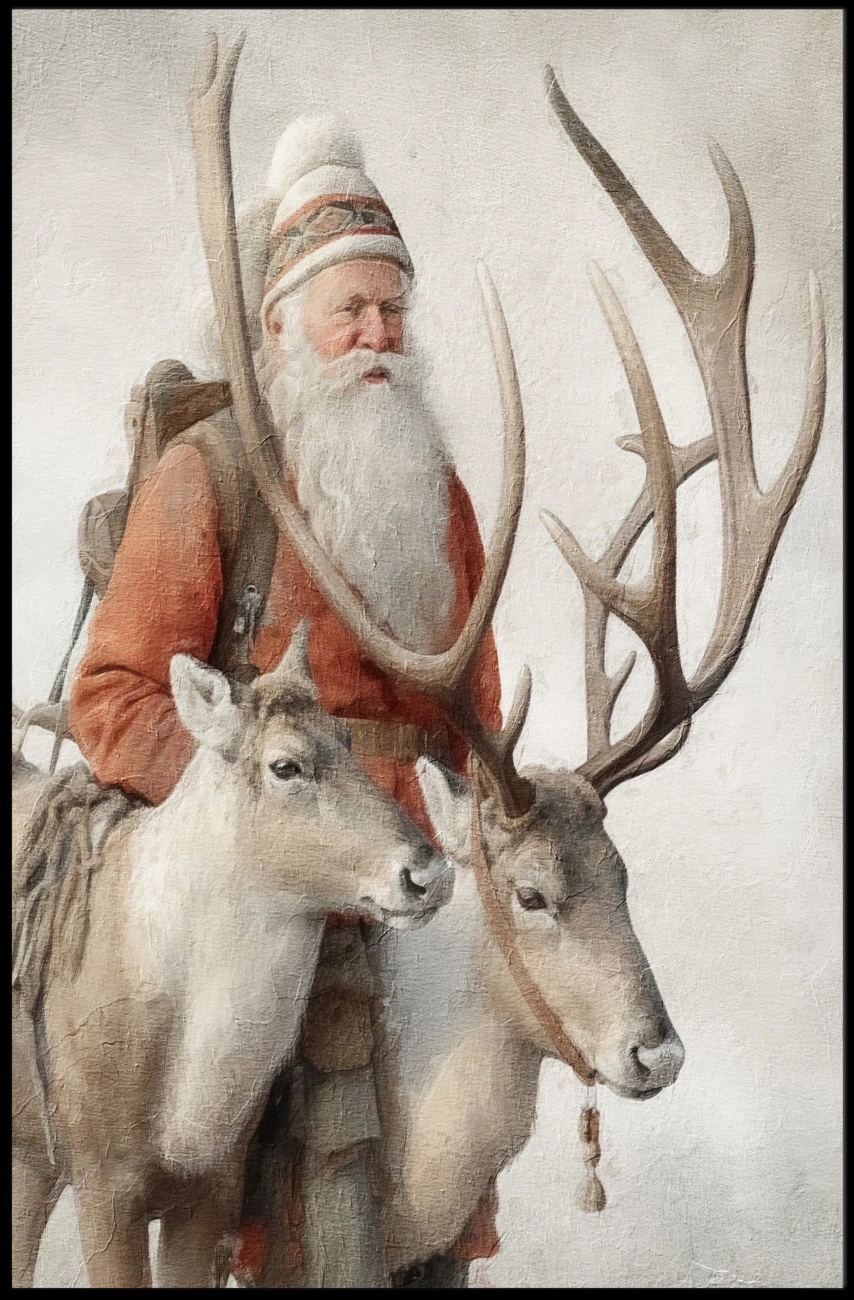 Winter Wanderer With Reindeer Poster