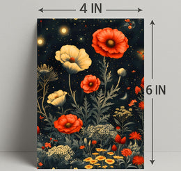 Floral Nightscape: Enchanted Poppies Fantasy or Mythology Poster