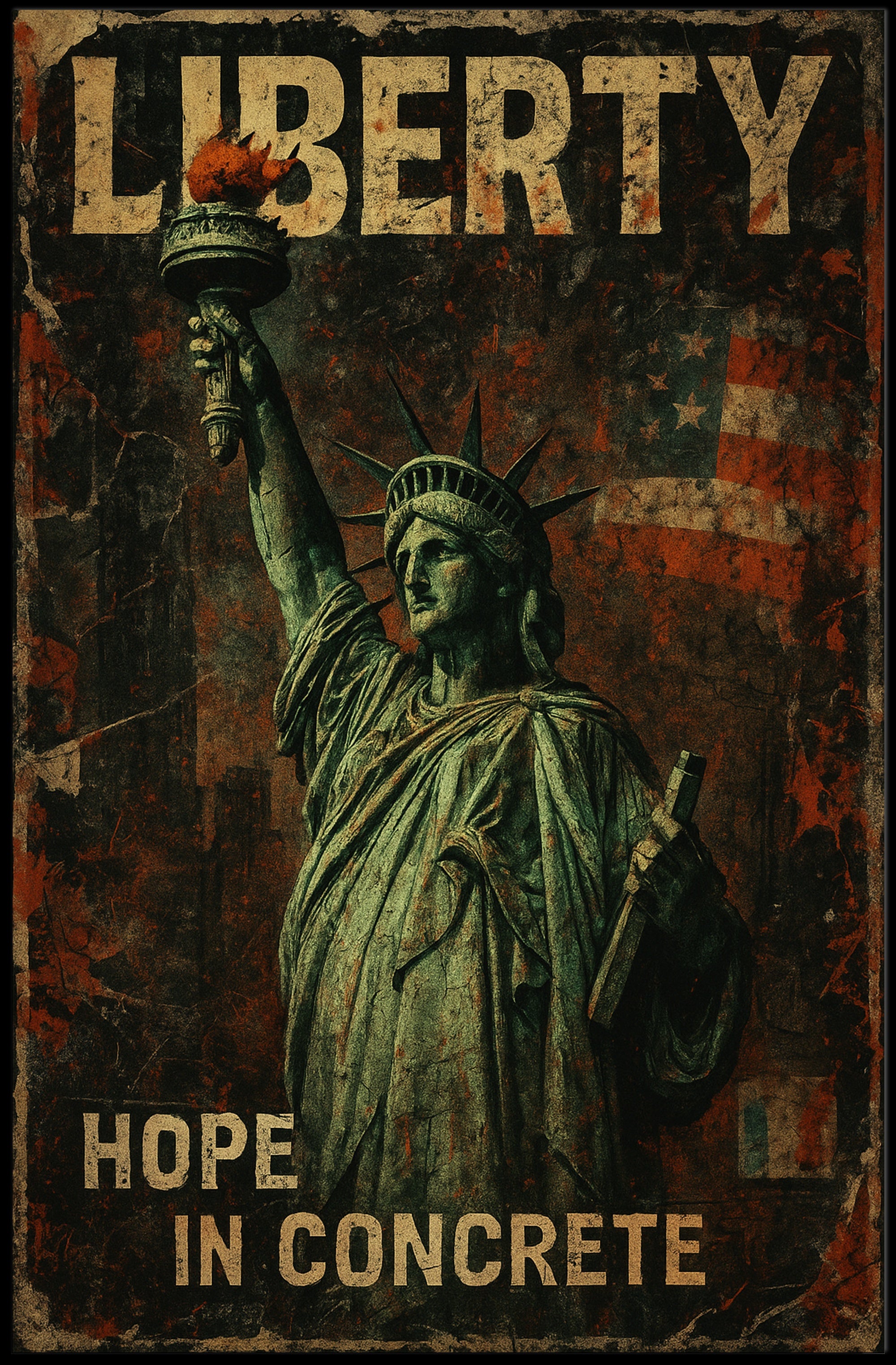 Statue of Liberty Vintage Art Political or Propaganda Poster PosterGoat