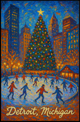 Detroit Winter Wonderland Vintage Collectors Poster