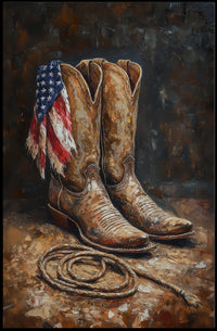 Vintage Worn Pair Of Cowboy Boots Still Life Poster