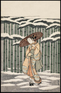 Winter Stroll in Bamboo Grove Poster