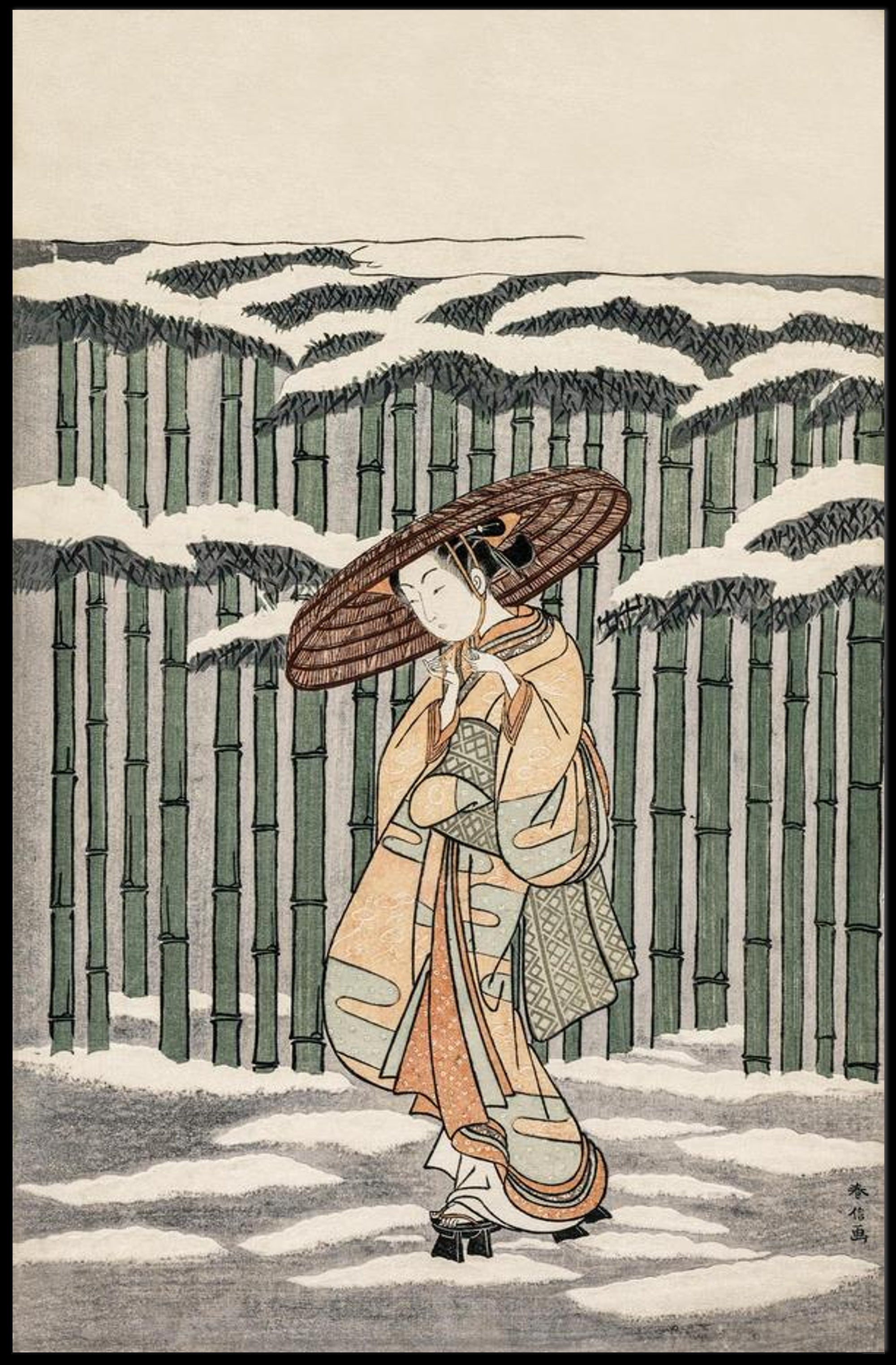 Winter Stroll in Bamboo Grove Poster