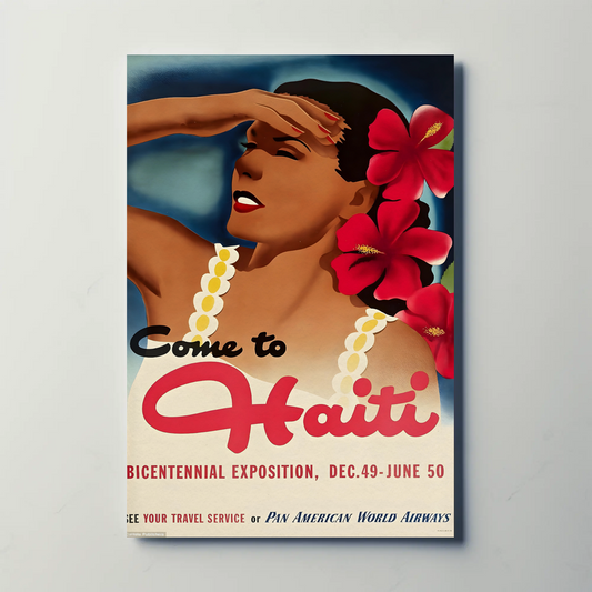 Haiti Vintage Poster Woman Flowers