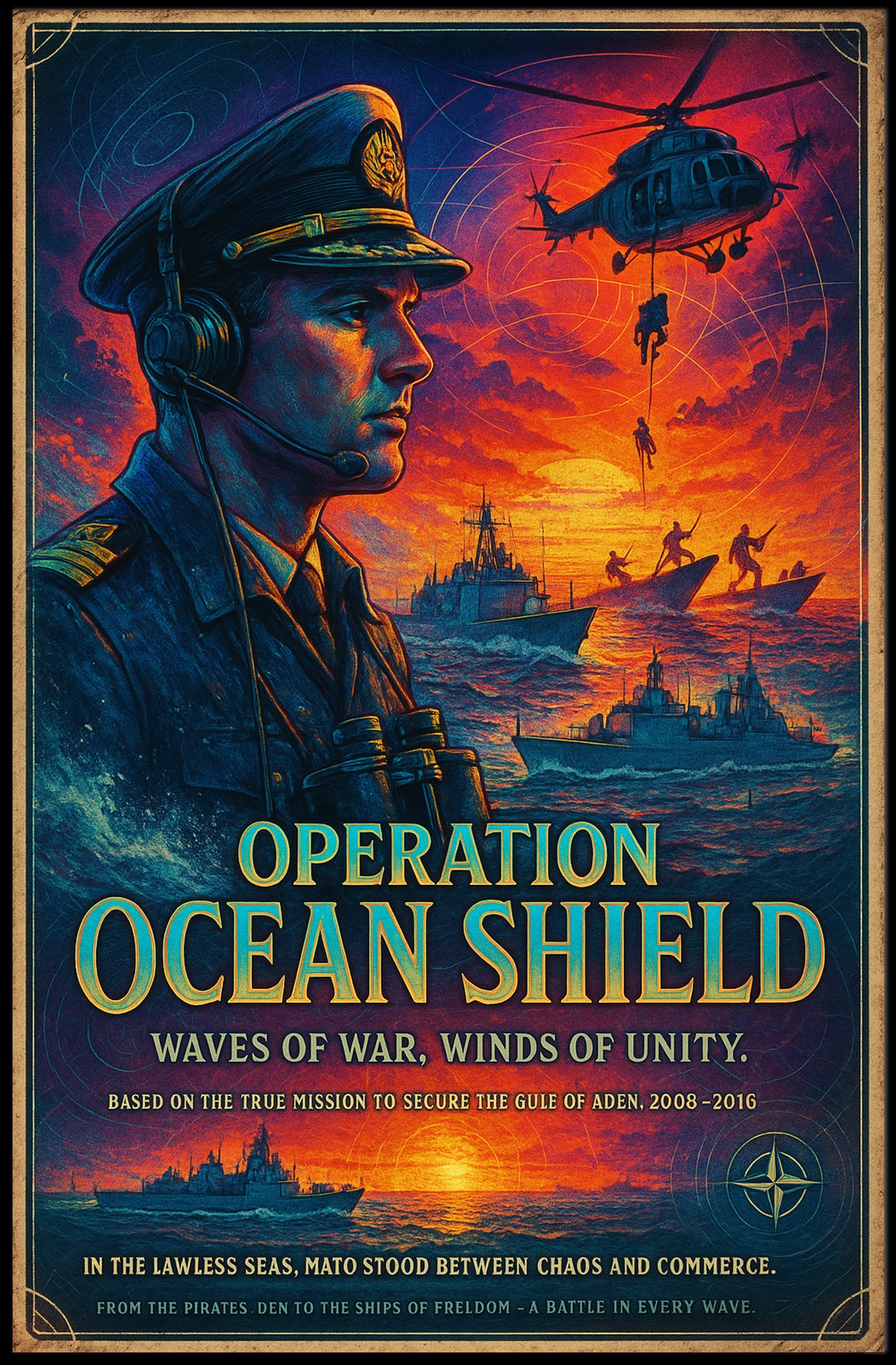 Ocean Shield Heroic Naval Military Recruitment Poster