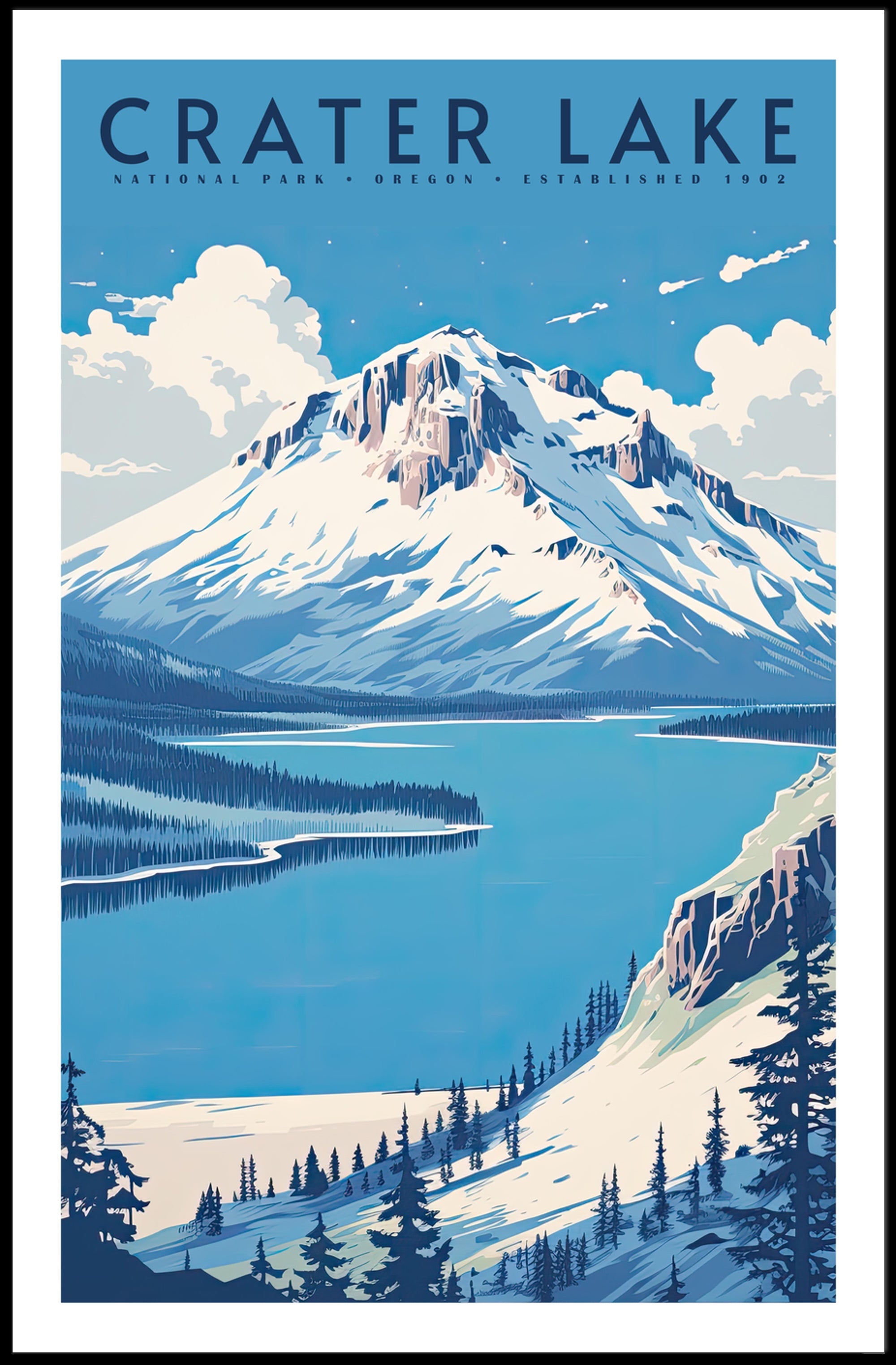 Crater Lake National Park Travel Poster Scenic Print