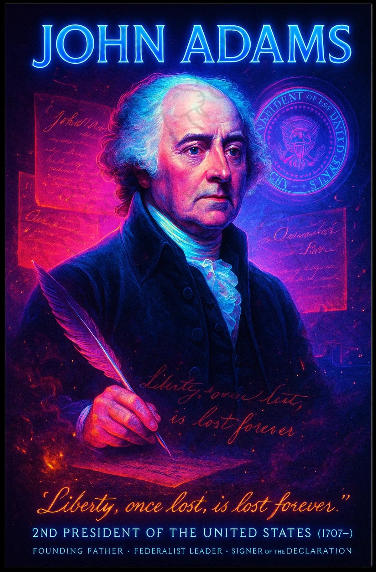 John Adams Portrait in Historical or Presidential Poster