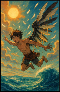 Icarus Inspired Myth Art in Vintage Painterly Style Poster