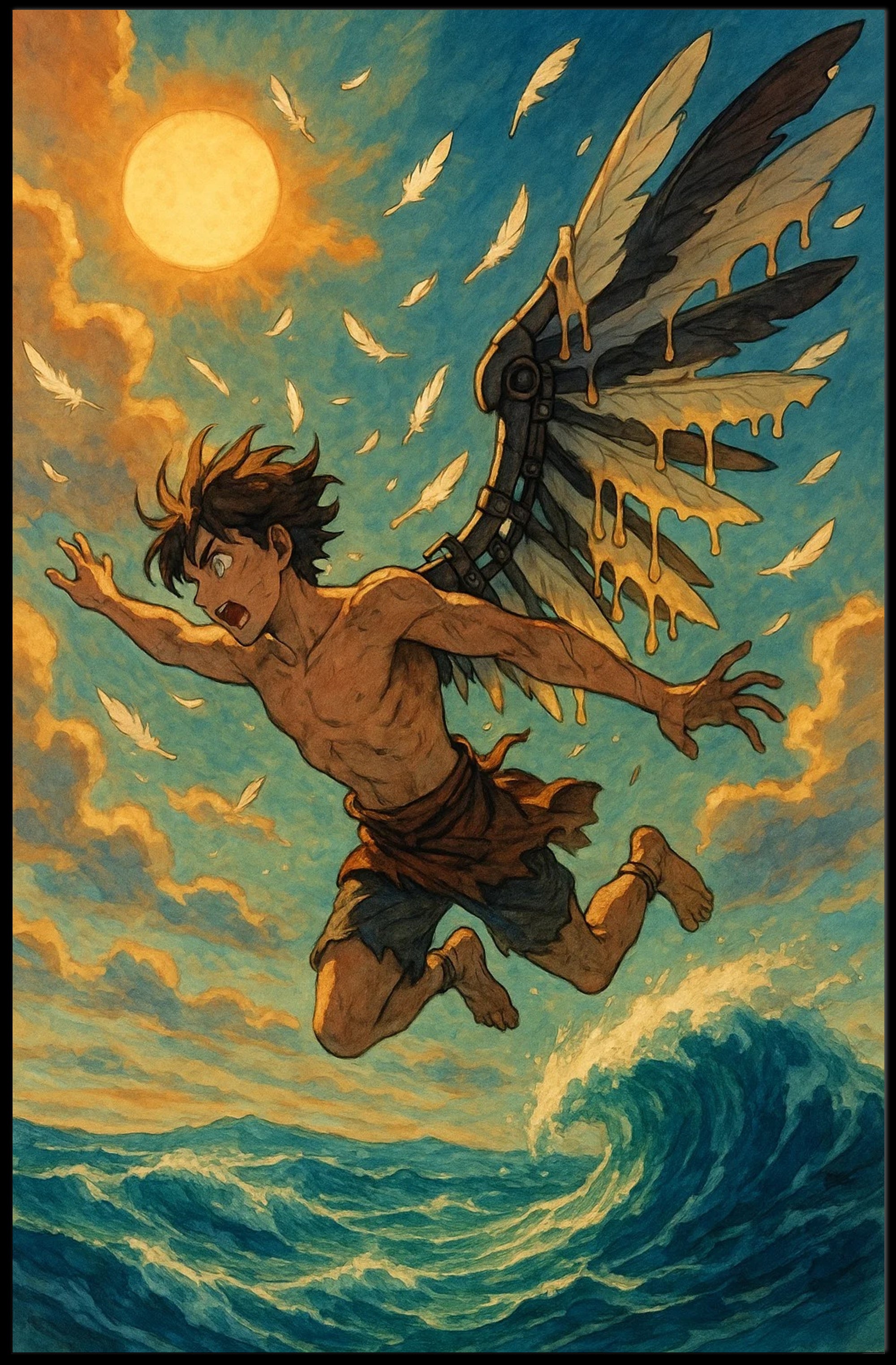 Icarus Inspired Myth Art in Vintage Painterly Style Poster