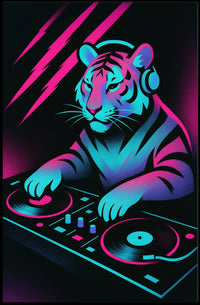Neon Dj Tiger Poster
