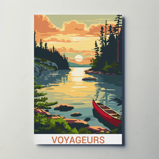 Voyageurs National Park Minnesota Canoe Travel Poster