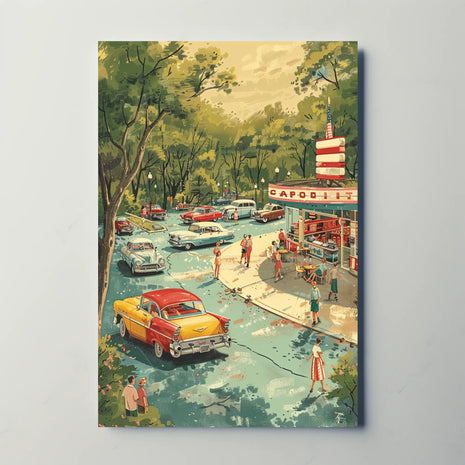 Vintage Diner Scene: Mid-Century American Lifestyle Poster