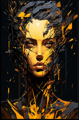 Dynamic Abstract Portrait: Explosive Modern Art Poster