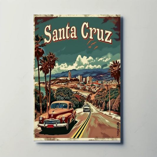 Santa Cruz Classic Car and Coast Travel Poster