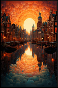 Dreamscape Canal At Sunset Poster