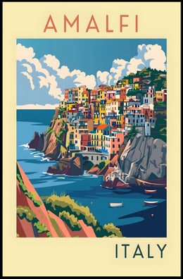 Amalfi Coast Illustration Poster