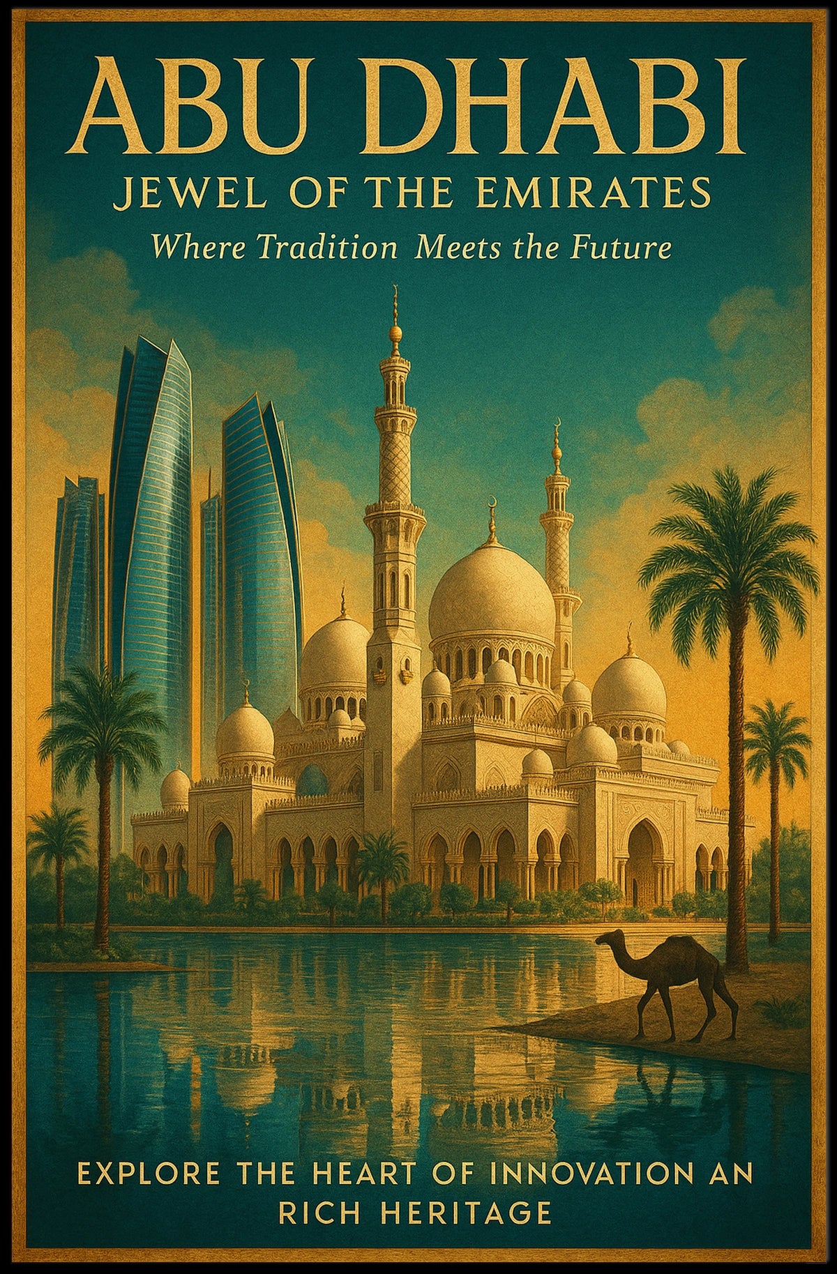 Abu Dhabi Wonders Tradition Meets Modernity Travel Poster