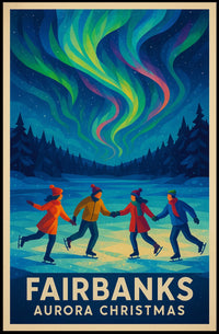 Fairbanks Aurora Christmas Night View Landscape Poster