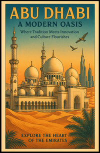 Abu Dhabi Oasis Vintage Travel Poster