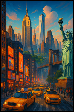 New York City Twilight Scene Poster For Bold Urban Decor