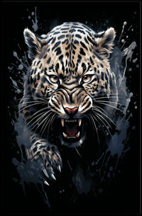 Fierce Leopard Art Poster: Dynamic Wild Energy