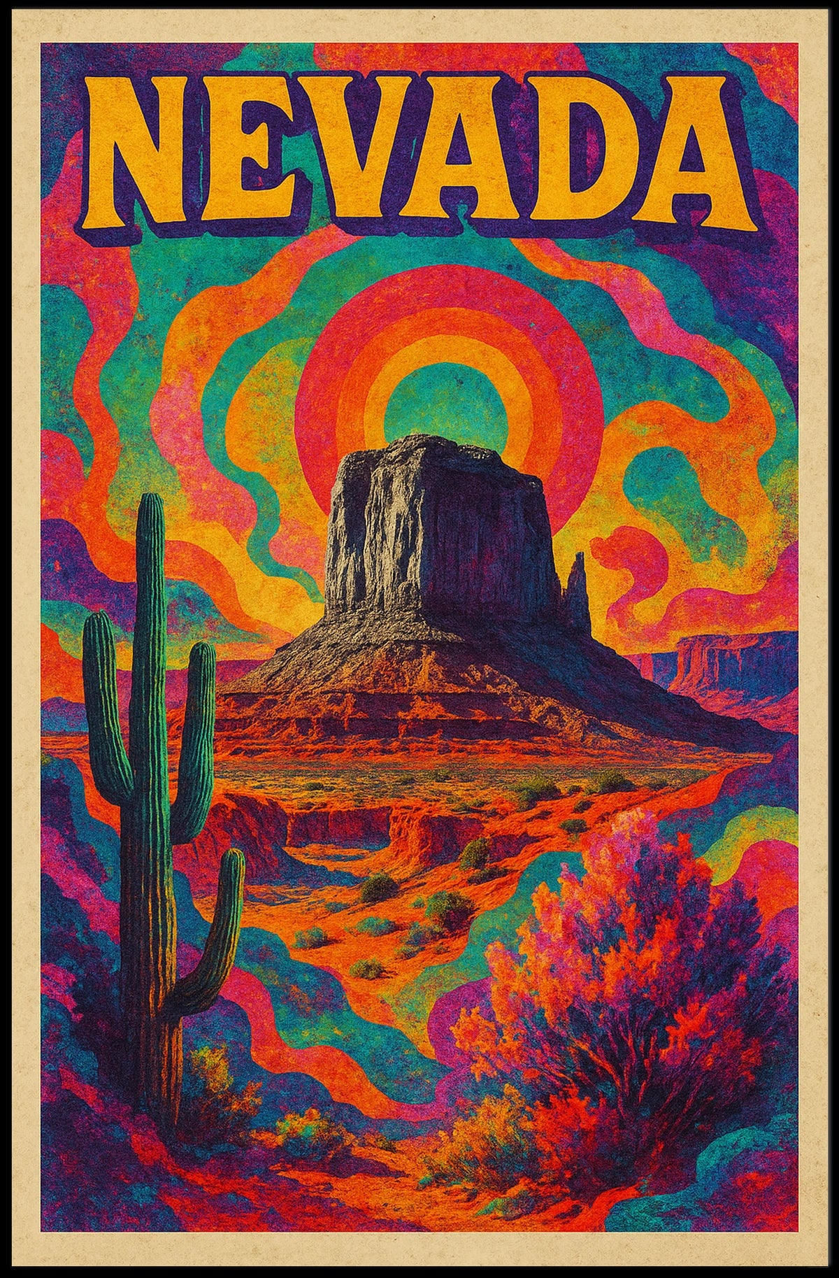 Nevada Psychedelic Desert Landscape Poster
