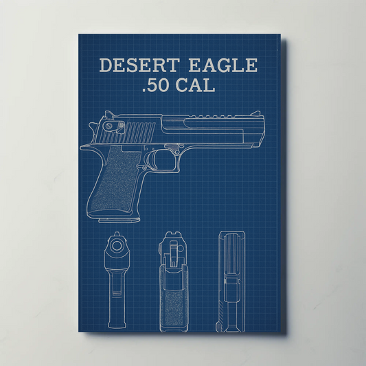 Desert Eagle 50 Cal Blueprint Side Front Views Poster