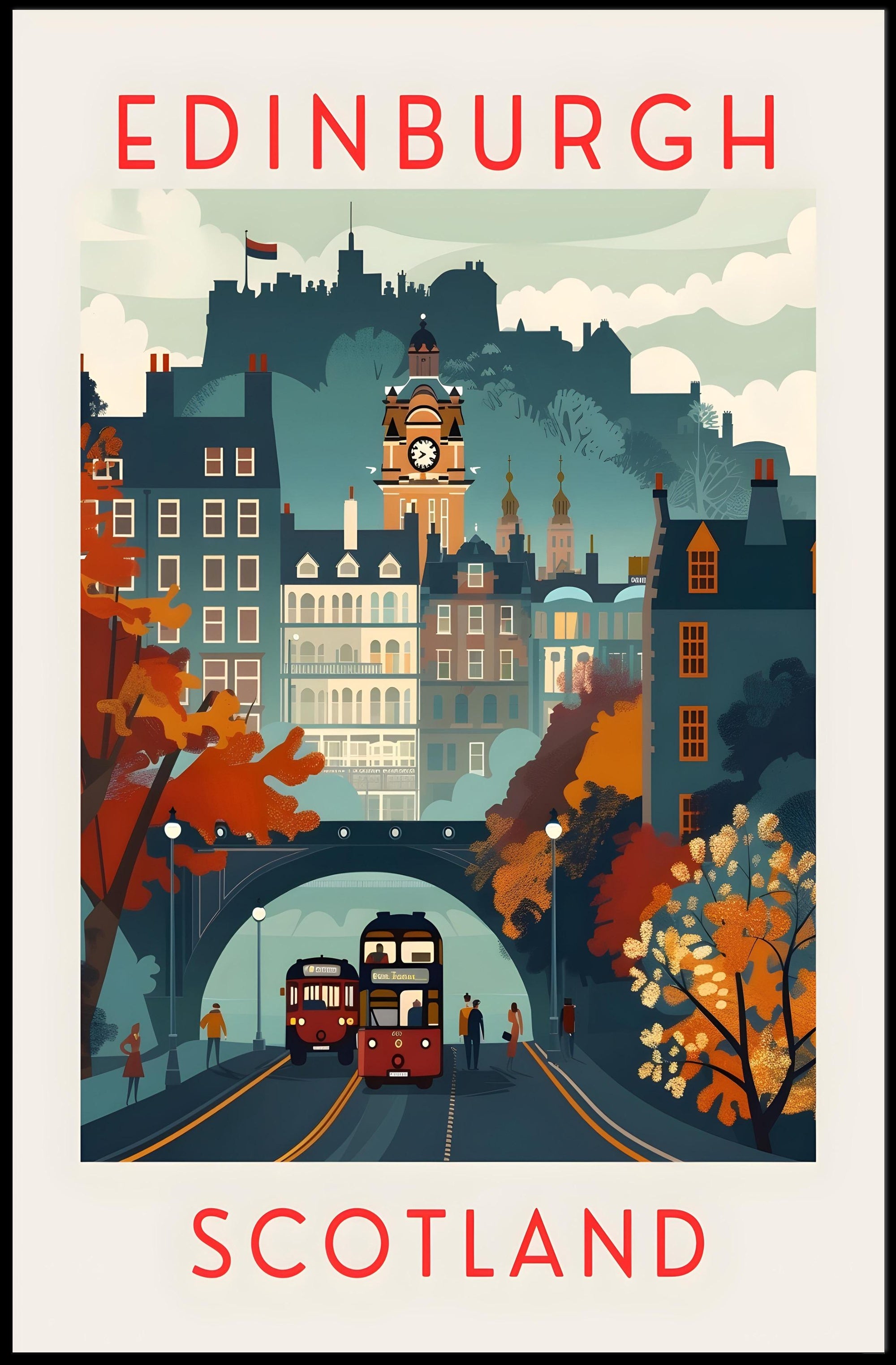 Edinburgh Cityscape Wall Art: Travel Poster