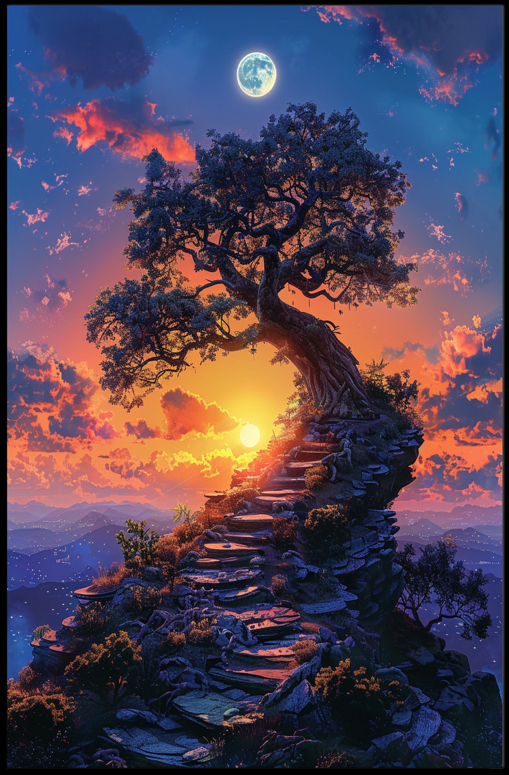 Ethereal Sunset Dreamscape: Fantasy or Mythology Poster PosterGoat