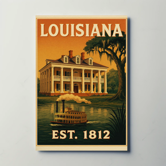 Louisiana Plantation Steamboat Bayou Southern Poster