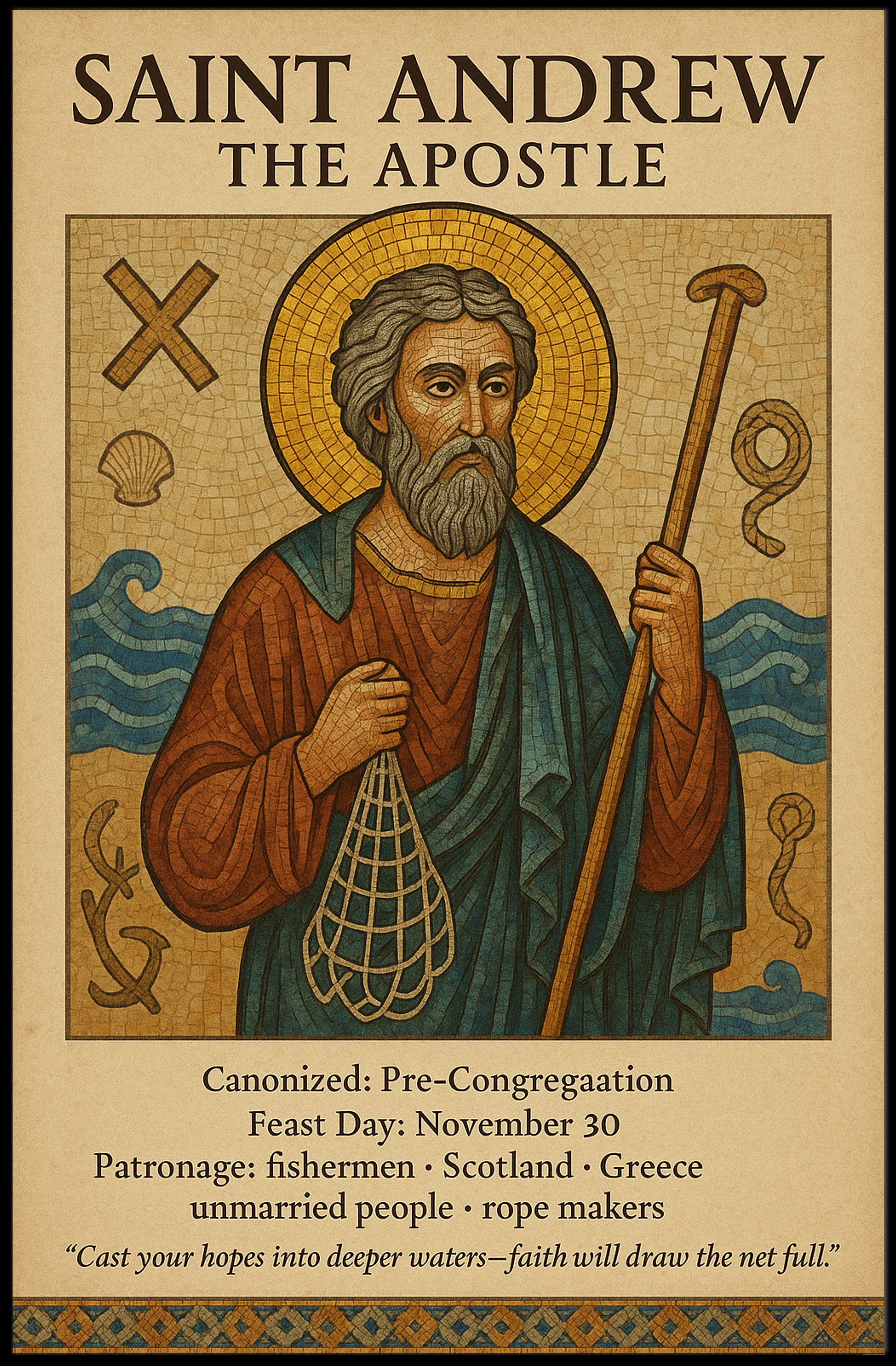 Saint Andrew Apostle Byzantine Art Cultural Heritage Poster