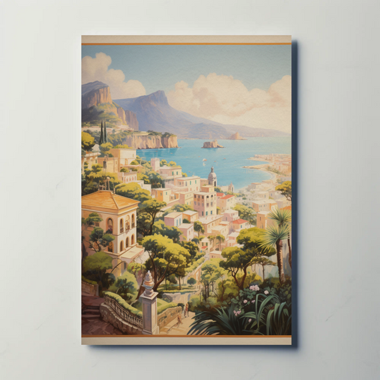 Amalfi Coast Italy Cliffs Mediterranean Town Travel Poster