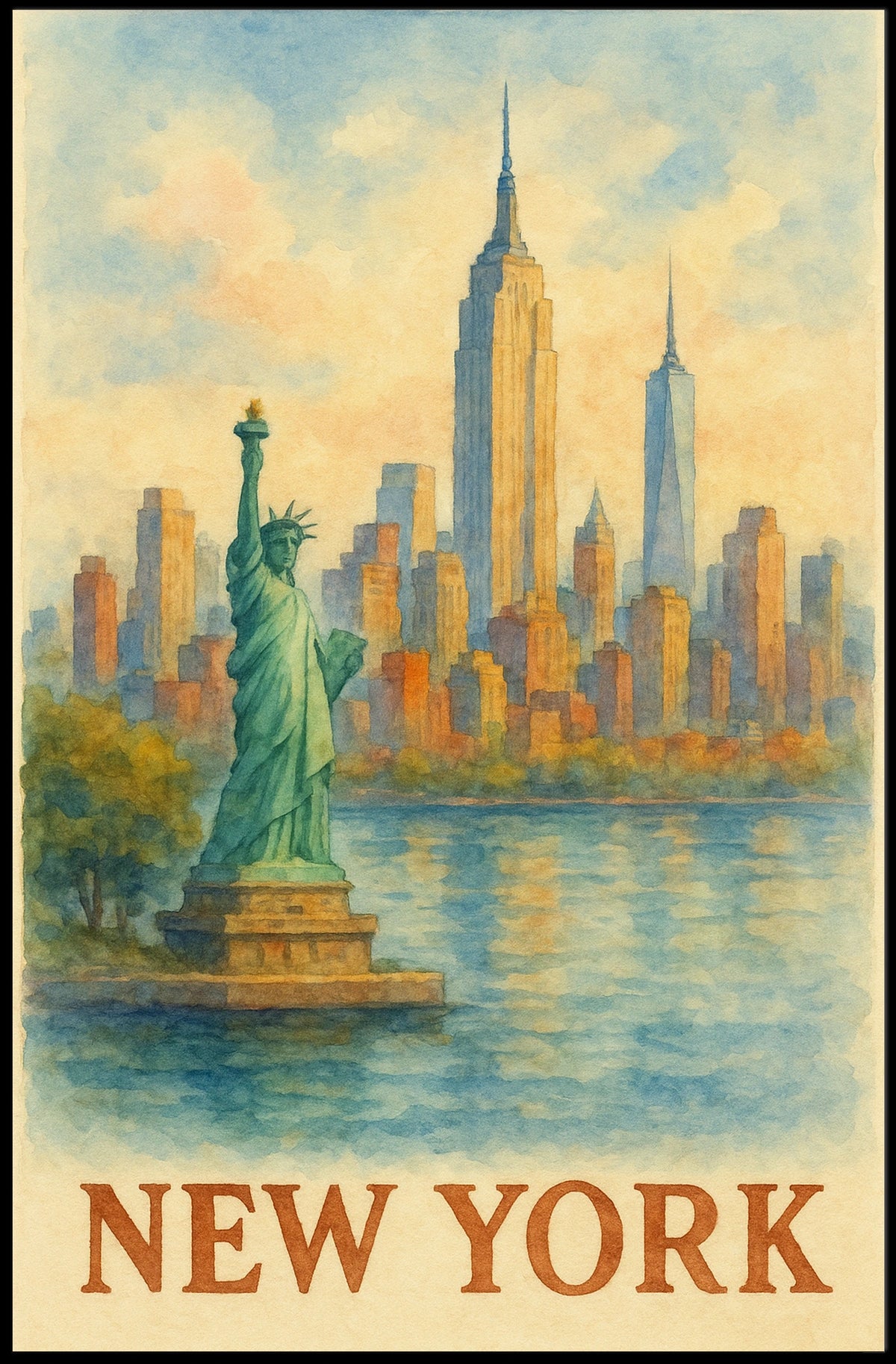 New York Water Color Poster