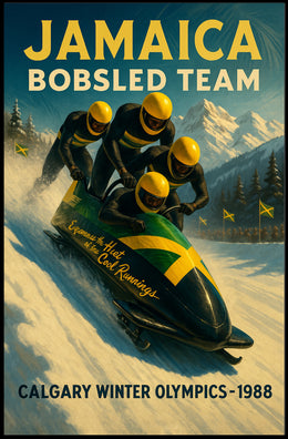 Jamaica Bobsled Team 1988 Winter Olympics Poster