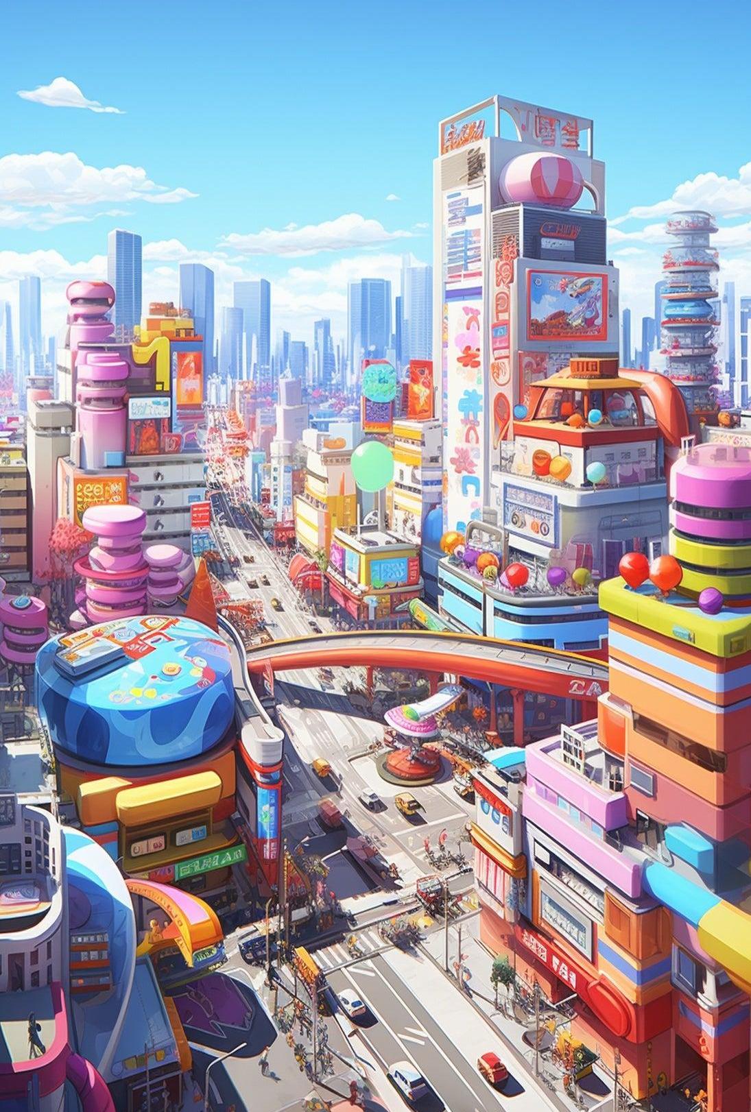 Futuristic Cityscape with Flying Cars Sci-Fi Poster
