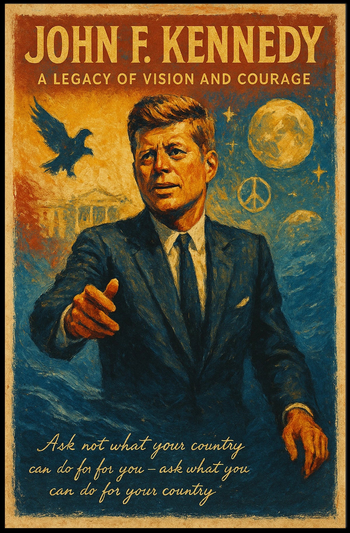Visionary Leader Vintage Patriotic Art Poster Print