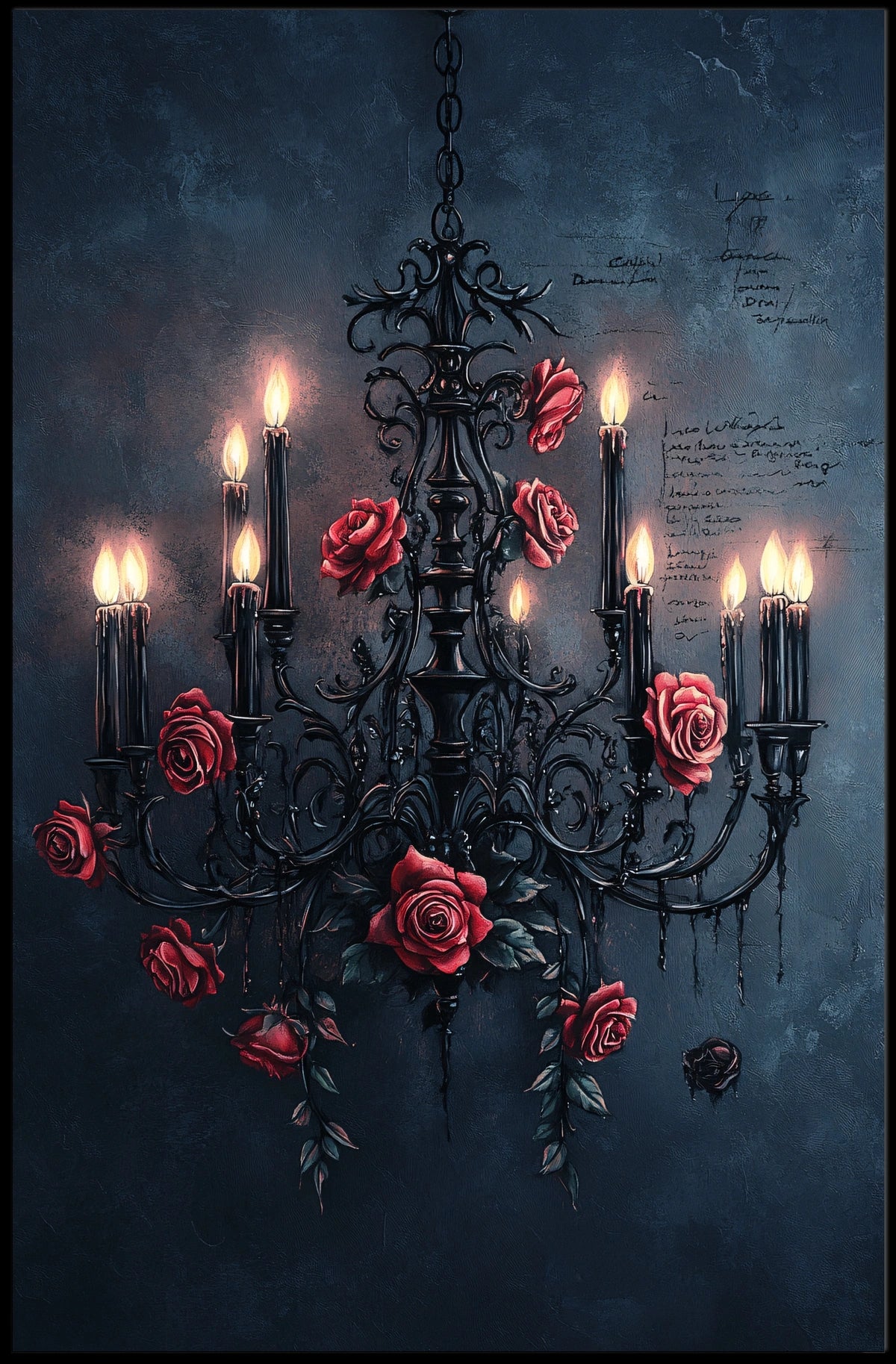 Gothic Chandelier With Roses Art Print Abstract Poster