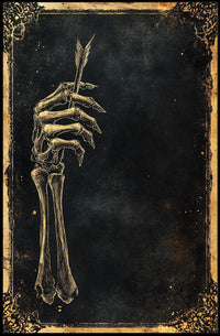 Eerie Skeletal Hand Holding Arrow Abstract, Artistic Poster