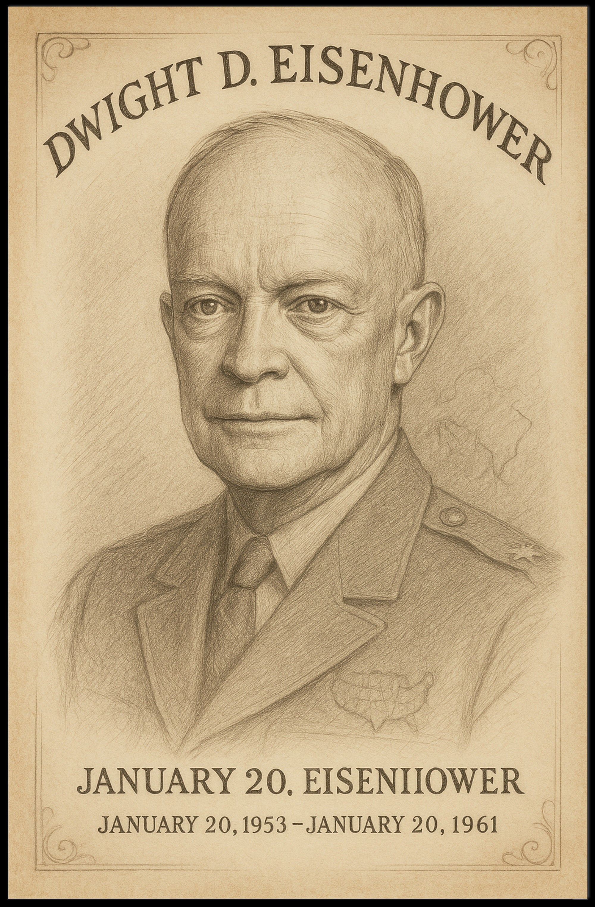 Dwight D Eisenhower Presidential Term Overview Poster Art Print PosterGoat
