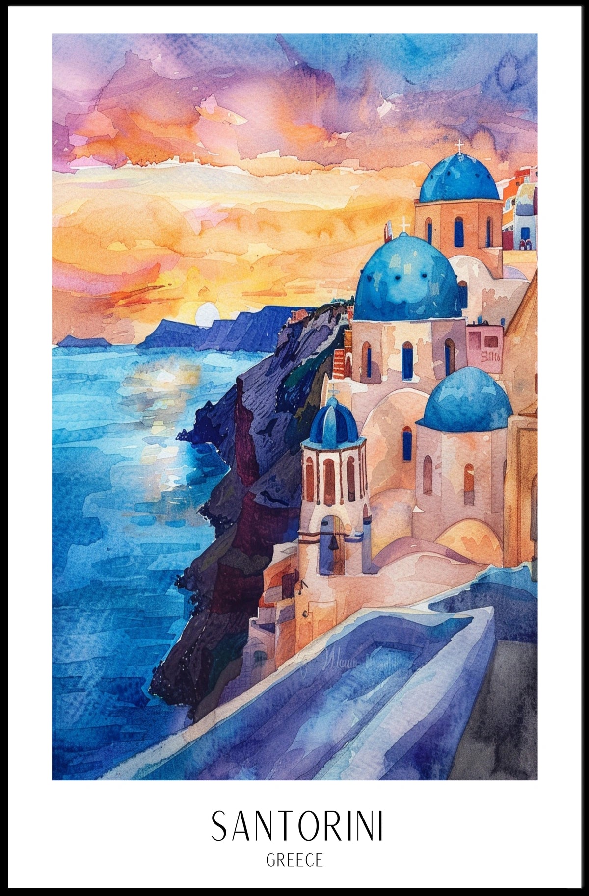 Santorini Sunset Poster