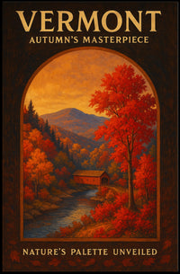 Vermont Autumn Landscape Photorealistic Travel Poster