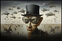Surrealistic Scene with Flying Fish Fantasy or Mythology Poster