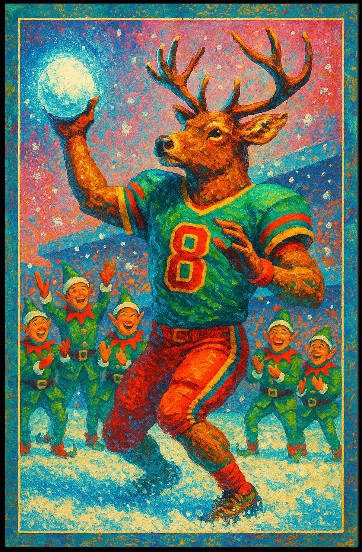 Festive Reindeer Celebration Sports Poster