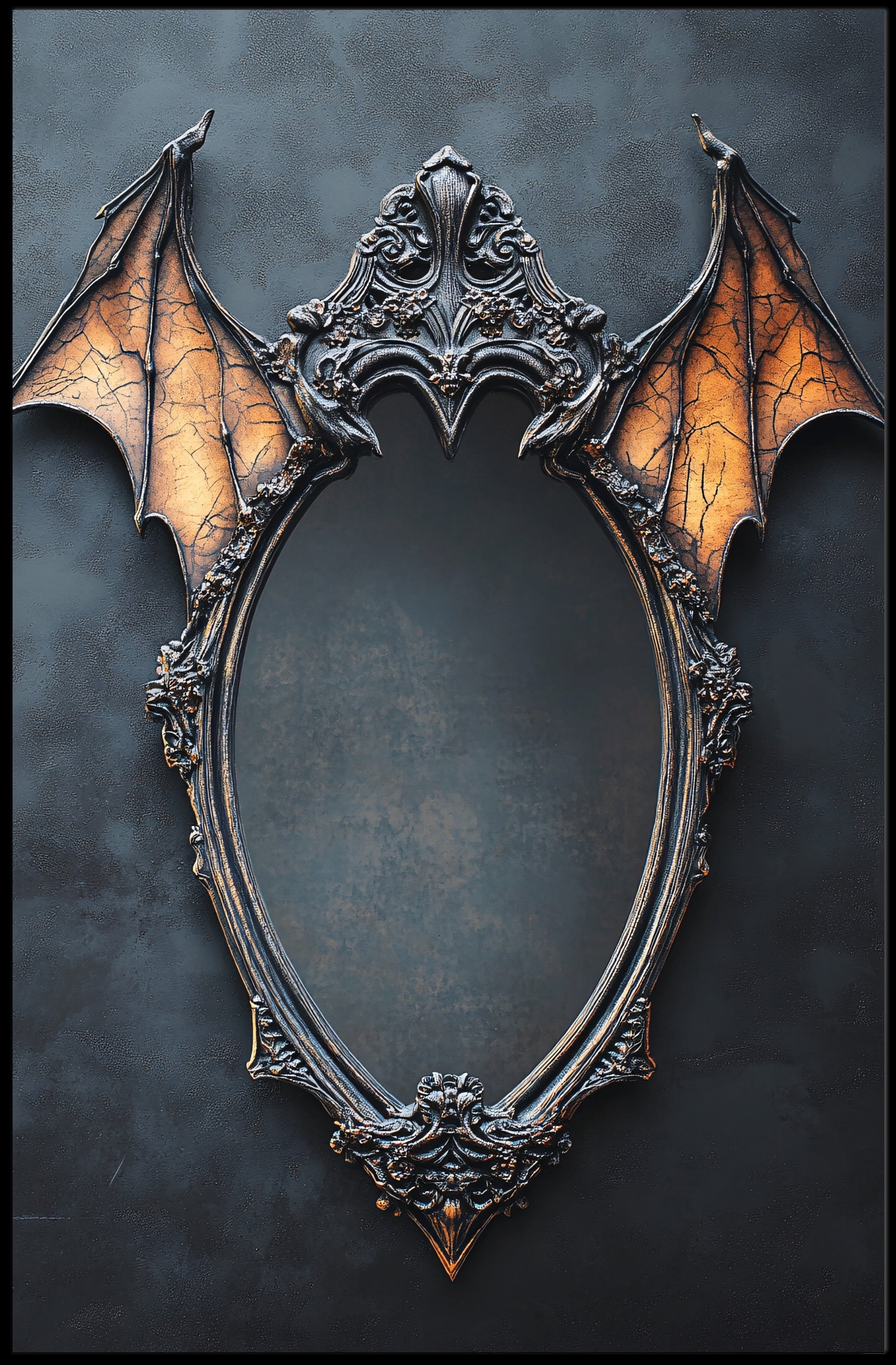 Gothic Mirror With Bat Wings Poster