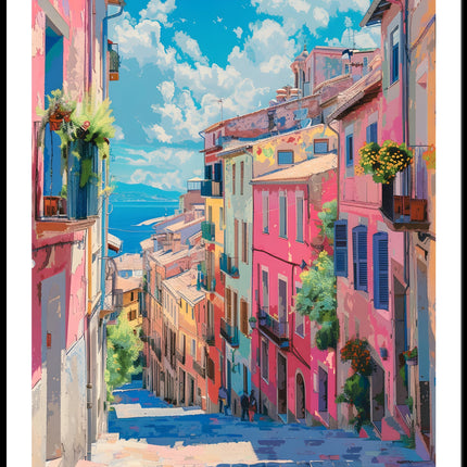 Colorful Streets of Girona Poster